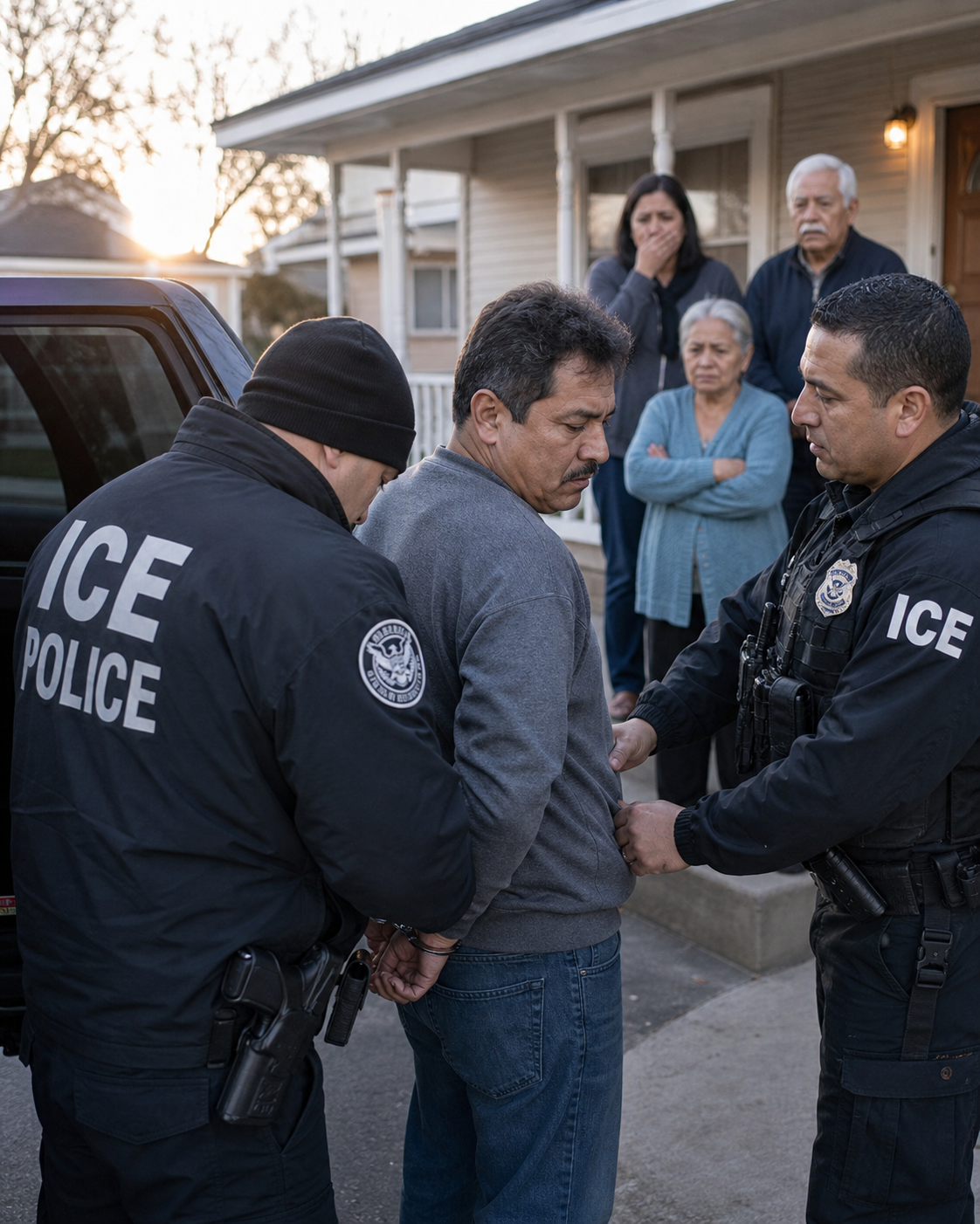 A tense ICE arrest at a suburban home