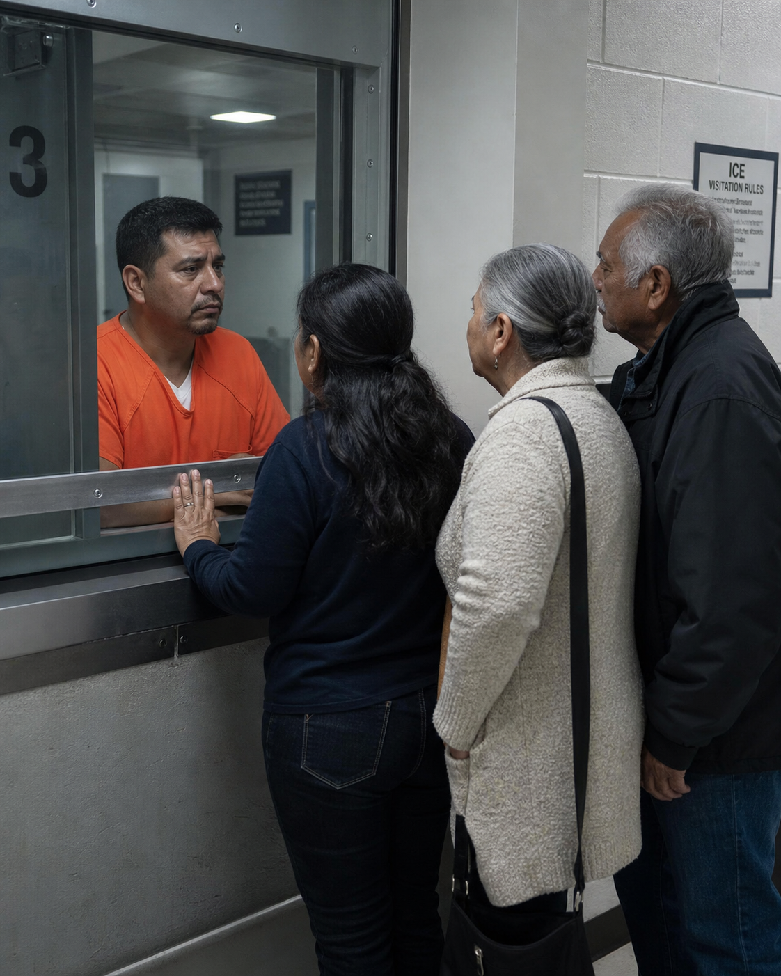 A family visit through institutional glass